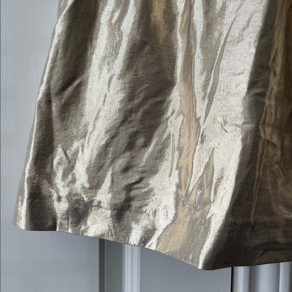 Zara Metallic Gold Dress A Line Holiday with Statement Bow Evening Formal - Picture 2 of 9